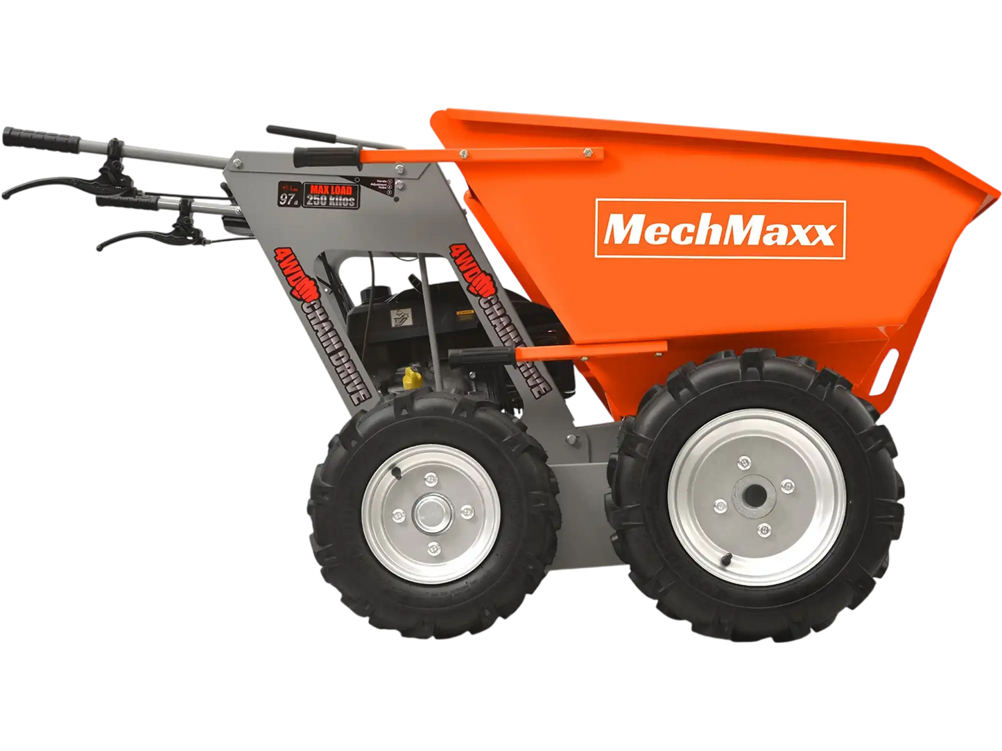 MechMaxx T25 Mini Dumper 660 lbs Capacity 6.5HP Gas Powered Wheelbarrow Cart 4F+1R Gearbox New