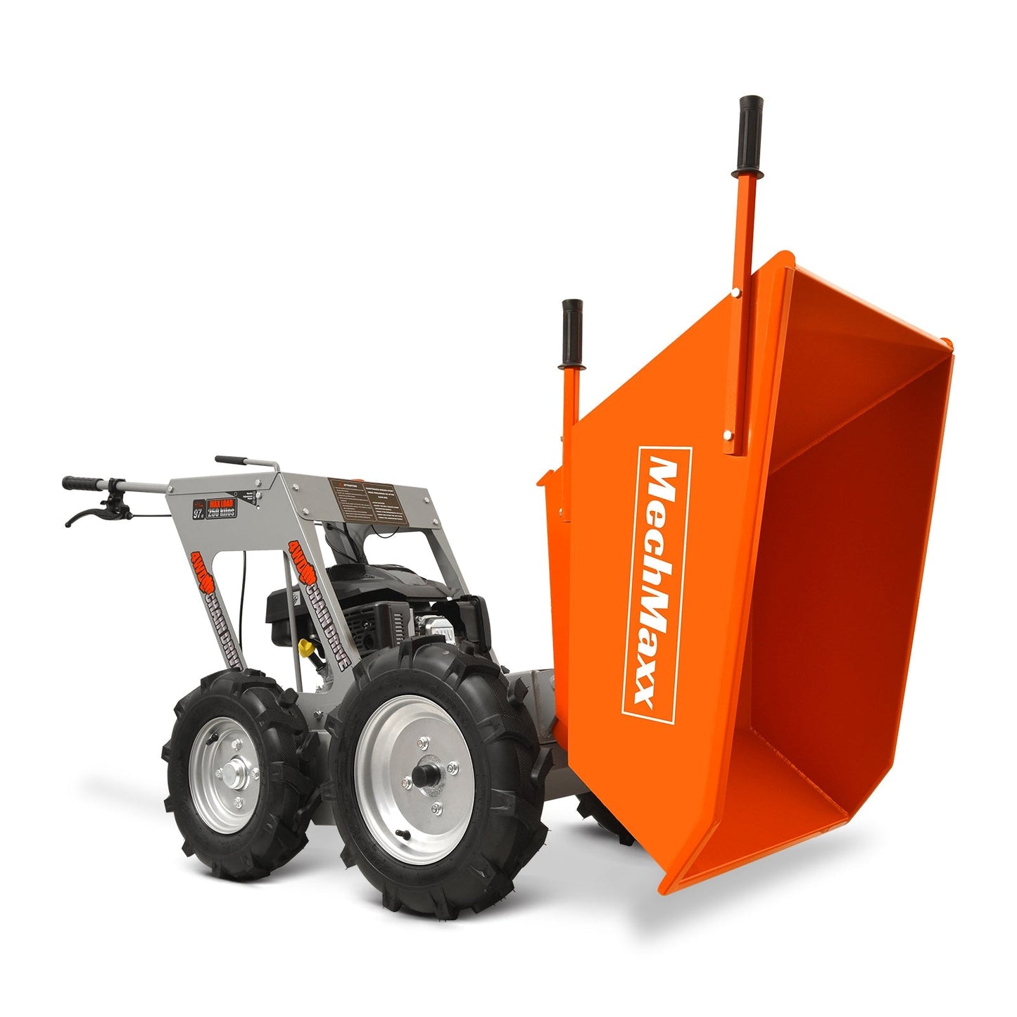 MechMaxx T25 Mini Dumper 660 lbs Capacity 6.5HP Gas Powered Wheelbarrow Cart 4F+1R Gearbox New
