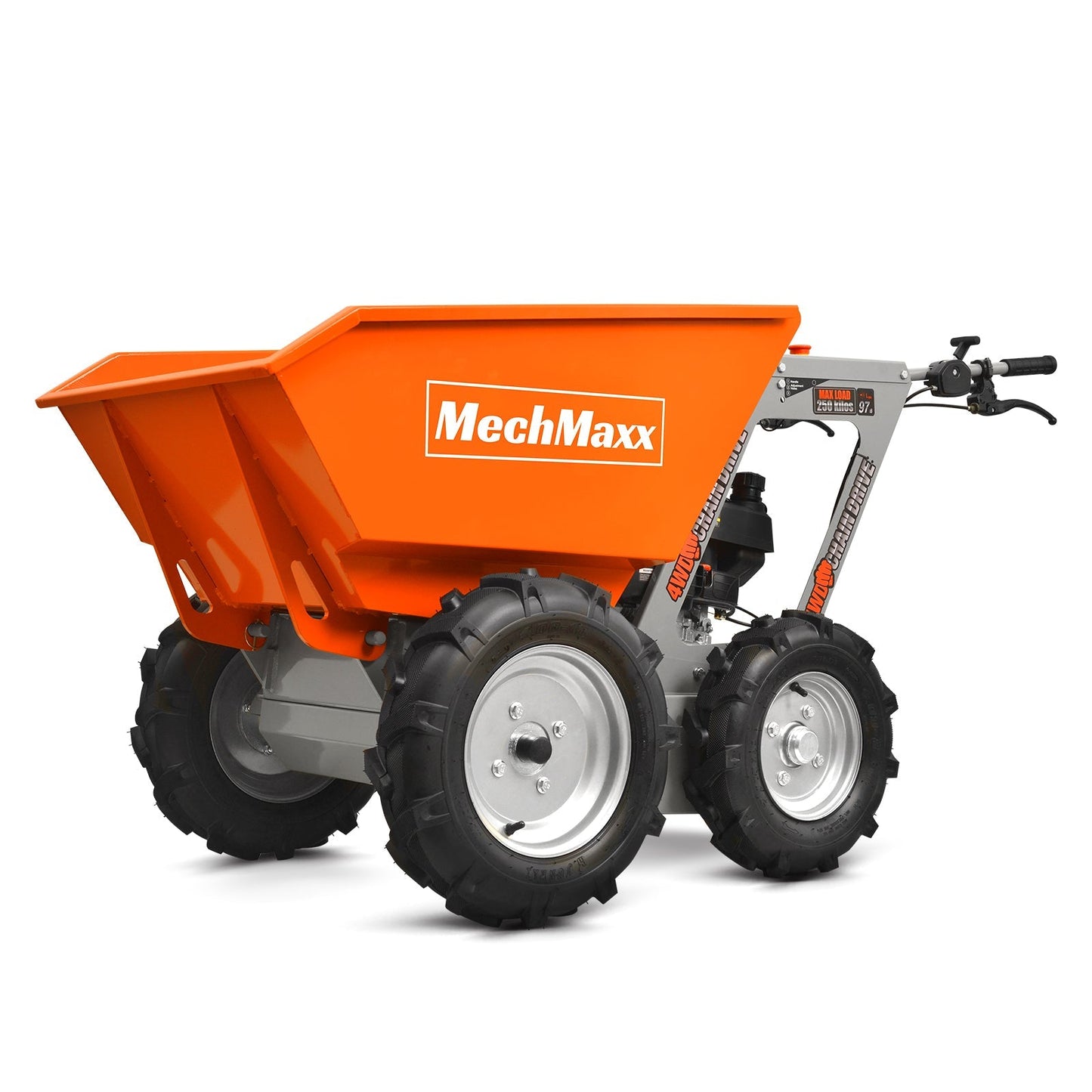 MechMaxx T25 Mini Dumper 660 lbs Capacity 6.5HP Gas Powered Wheelbarrow Cart 4F+1R Gearbox New