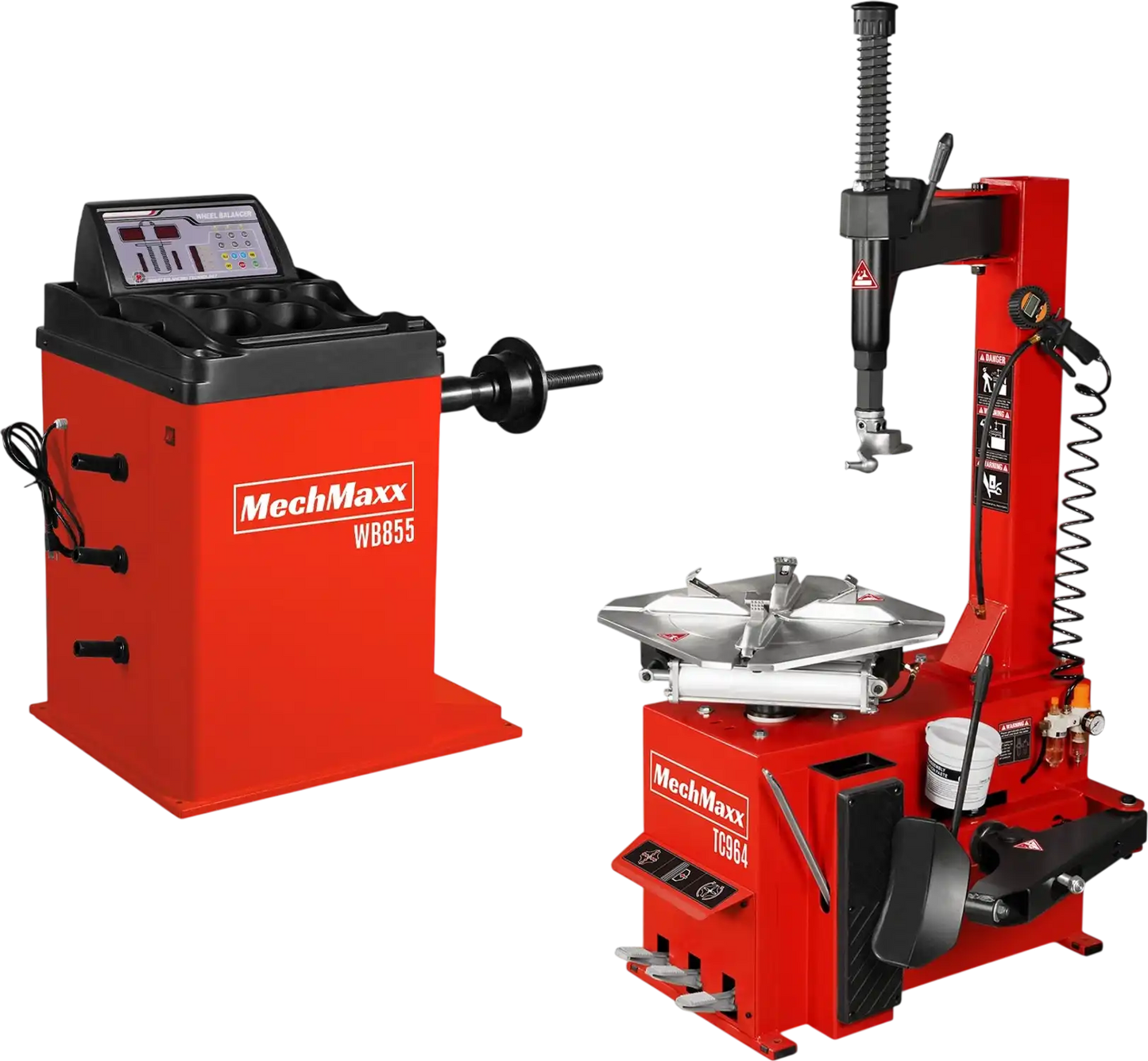 MechMaxx TC964+WB855 Tire Changer 1.5 HP Swing Arm Wheel Balancer Bundle New