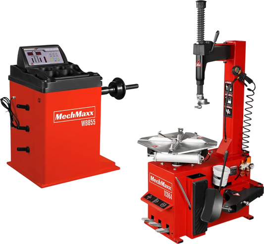 MechMaxx TC964+WB855 Tire Changer 1.5 HP Swing Arm Wheel Balancer Bundle New