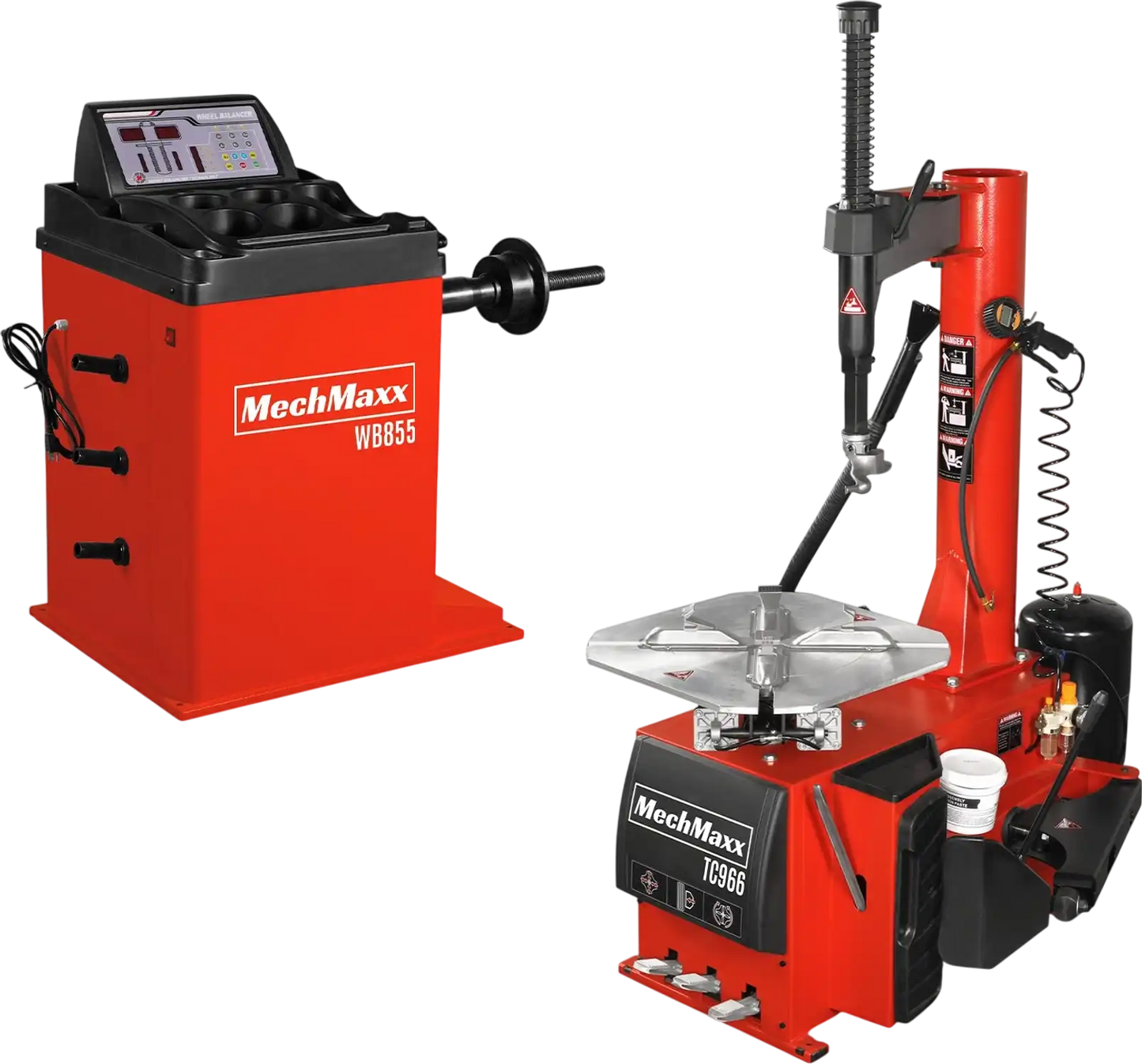 MechMaxx TC966+WB855 Tire Changer 24" Rim Swing Arm Wheel Balancer Bundle New