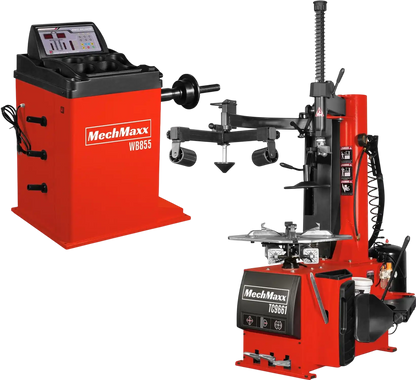 MechMaxx TC9661+WB855 Tire Changer 24" Rim Assist Arm Wheel Balancer Bundle New