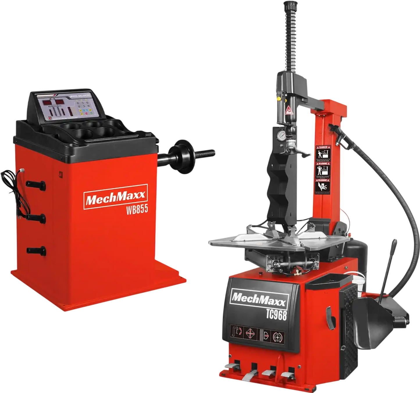 MechMaxx TC968+WB855 Tire Changer High Performance Tilt Back Wheel Balancer Bundle New
