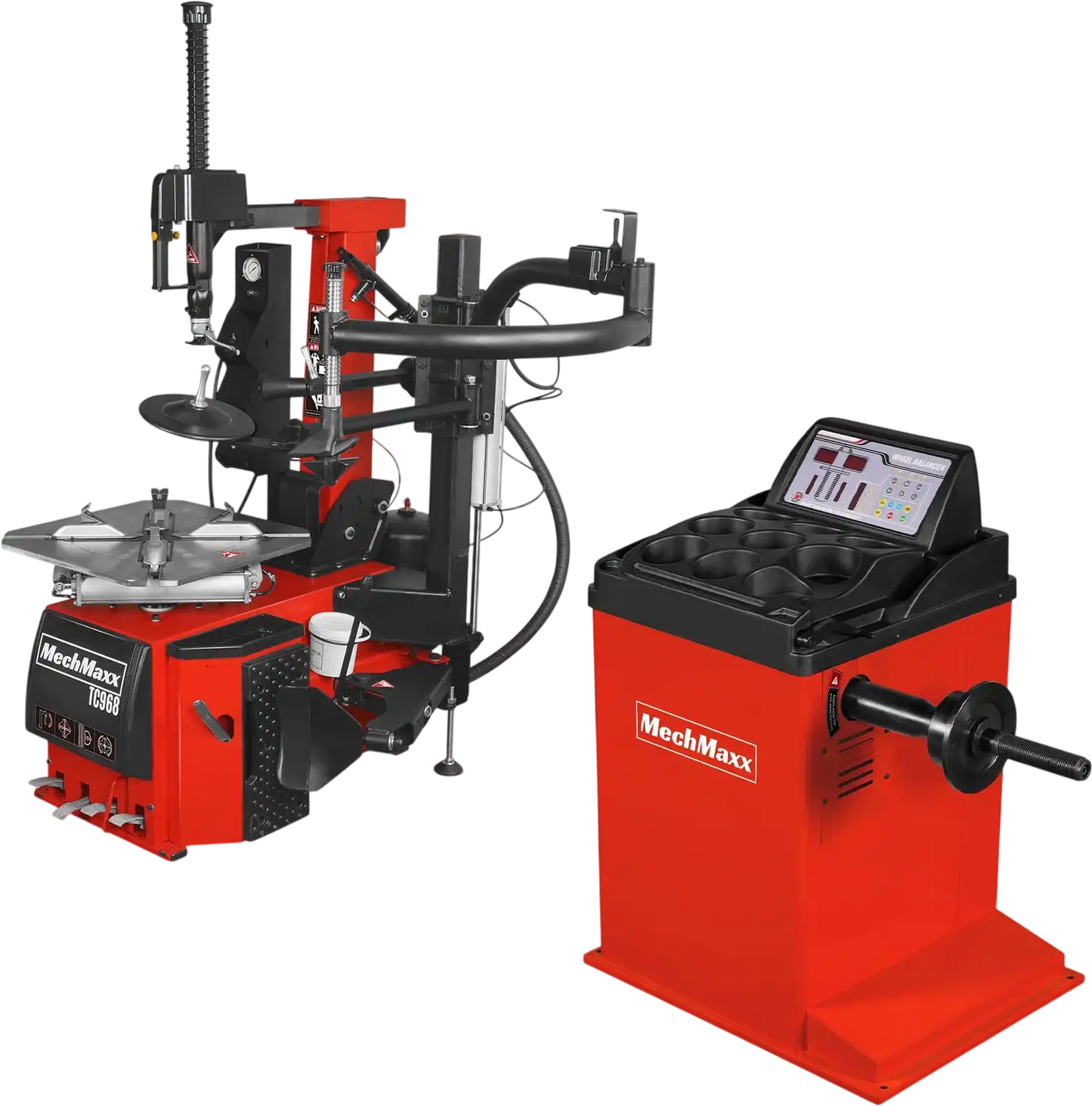 MechMaxx TC9682+WB855 Tire Changer High Performance Tilt Back Wheel Balancer Bundle New