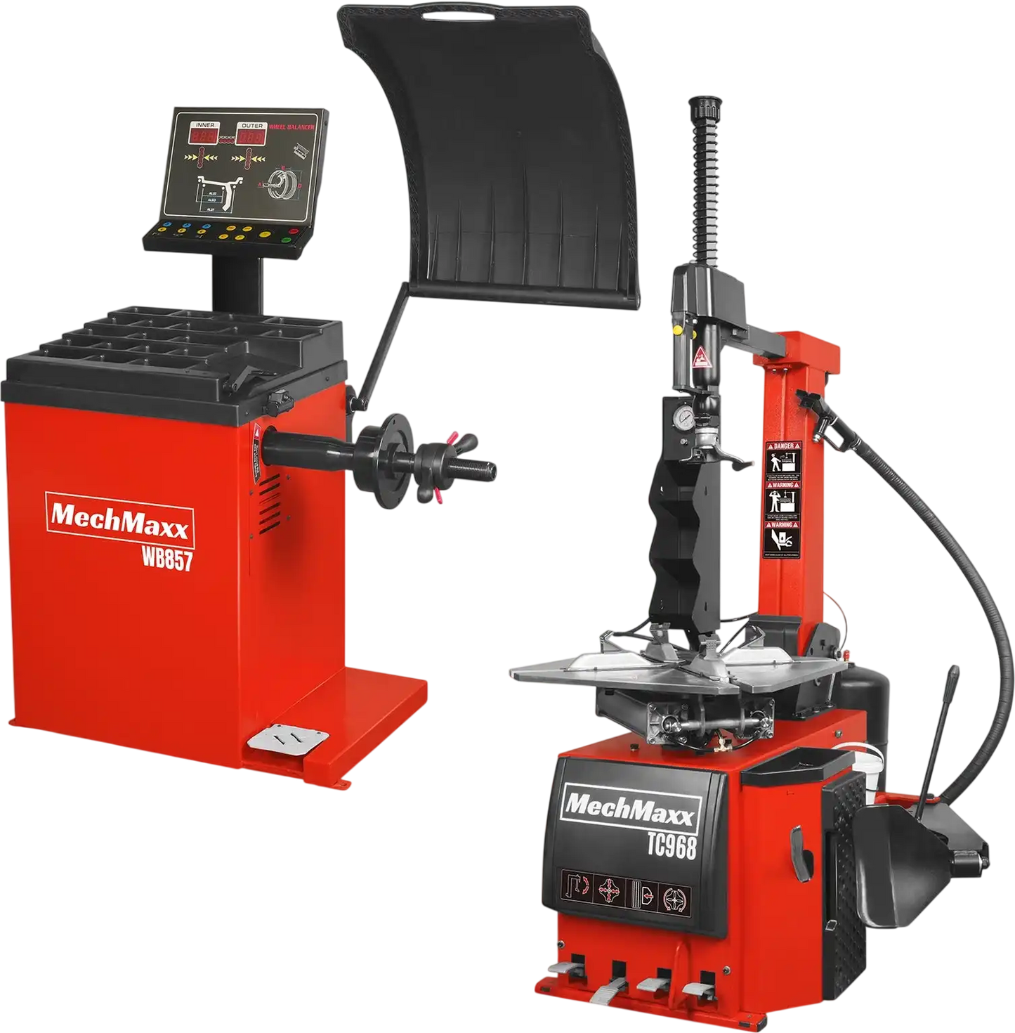 MechMaxx TC968+WB857 Tire Changer High Performance Tilt Back Wheel Balancer Bundle New
