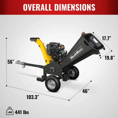 MechMaxx GS1500 Wood Chipper 5" Electric Start KOHLER 429cc Gasoline Engine Powered New