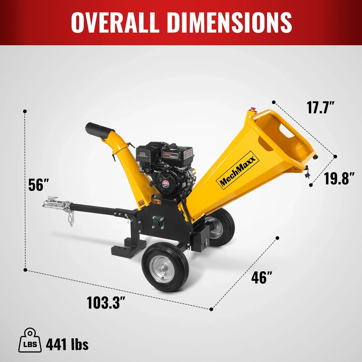 MechMaxx GS1500 Wood Chipper 5" Electric Start DUCAR 420cc Gasoline Engine Powered New
