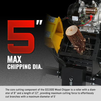 MechMaxx GS1500 Wood Chipper 5" Electric Start DUCAR 420cc Gasoline Engine Powered New