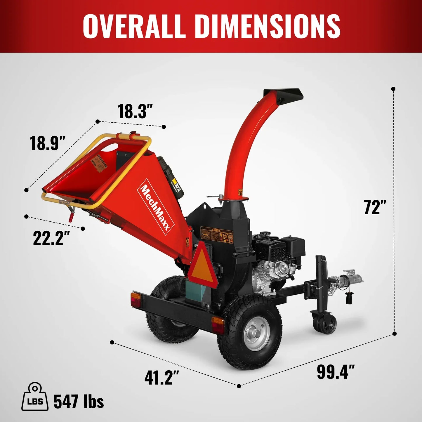 MechMaxx P4205 Wood Chipper 5" Electric Start DUCAR 420cc 15HP Gas Engine Powered Disc with Taillight New