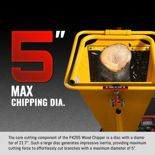 MechMaxx P4205 Wood Chipper 5" Electric Start DUCAR 420cc 15 HP Gasoline Engine Powered Disc with Taillight New