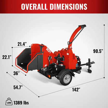 MechMaxx DCH7 Wood Chipper Honda GX690 22HP 688cc Twin Cylinder Gasoline Engine Powered 7" Hydraulic Feeding New