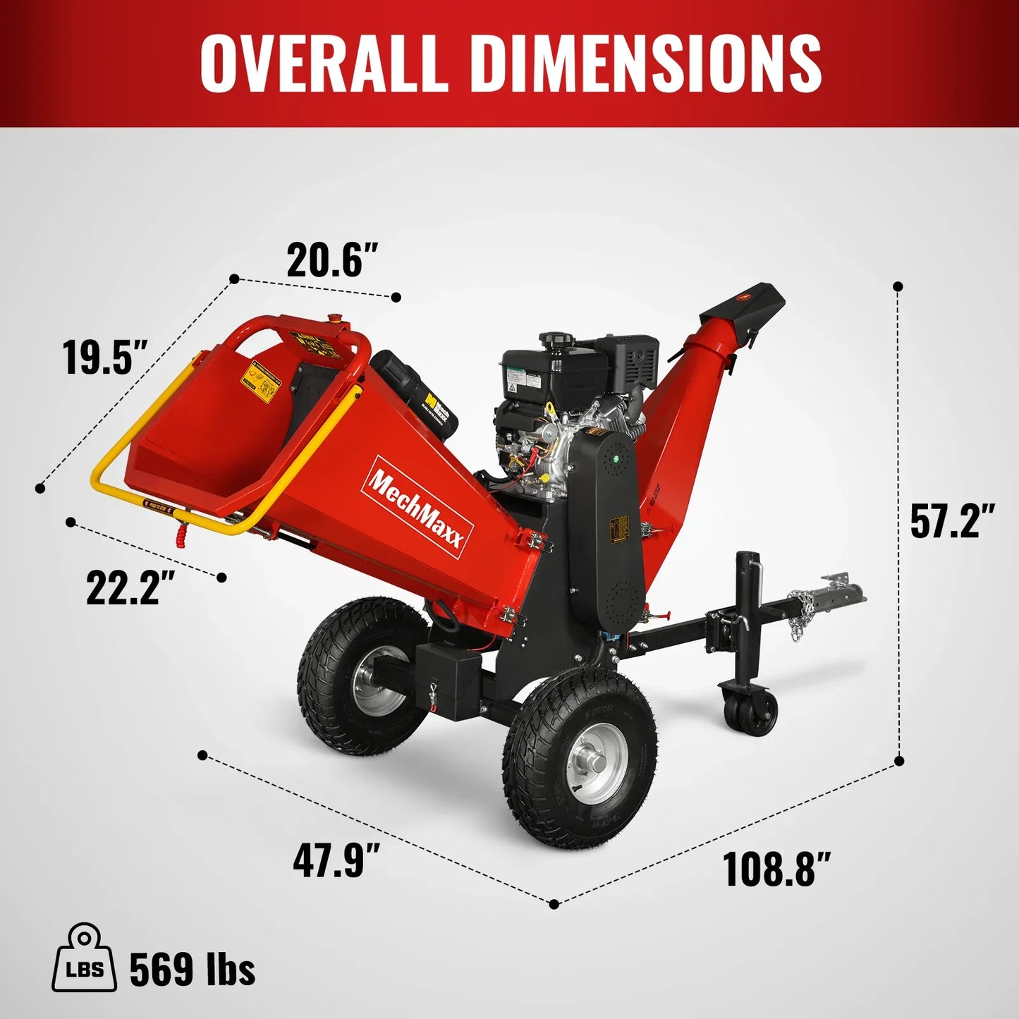 MechMaxx P4206 Wood Chipper 6" Electric Start B&S Vanguard 408cc 14HP Gasoline Engine Powered Drum New