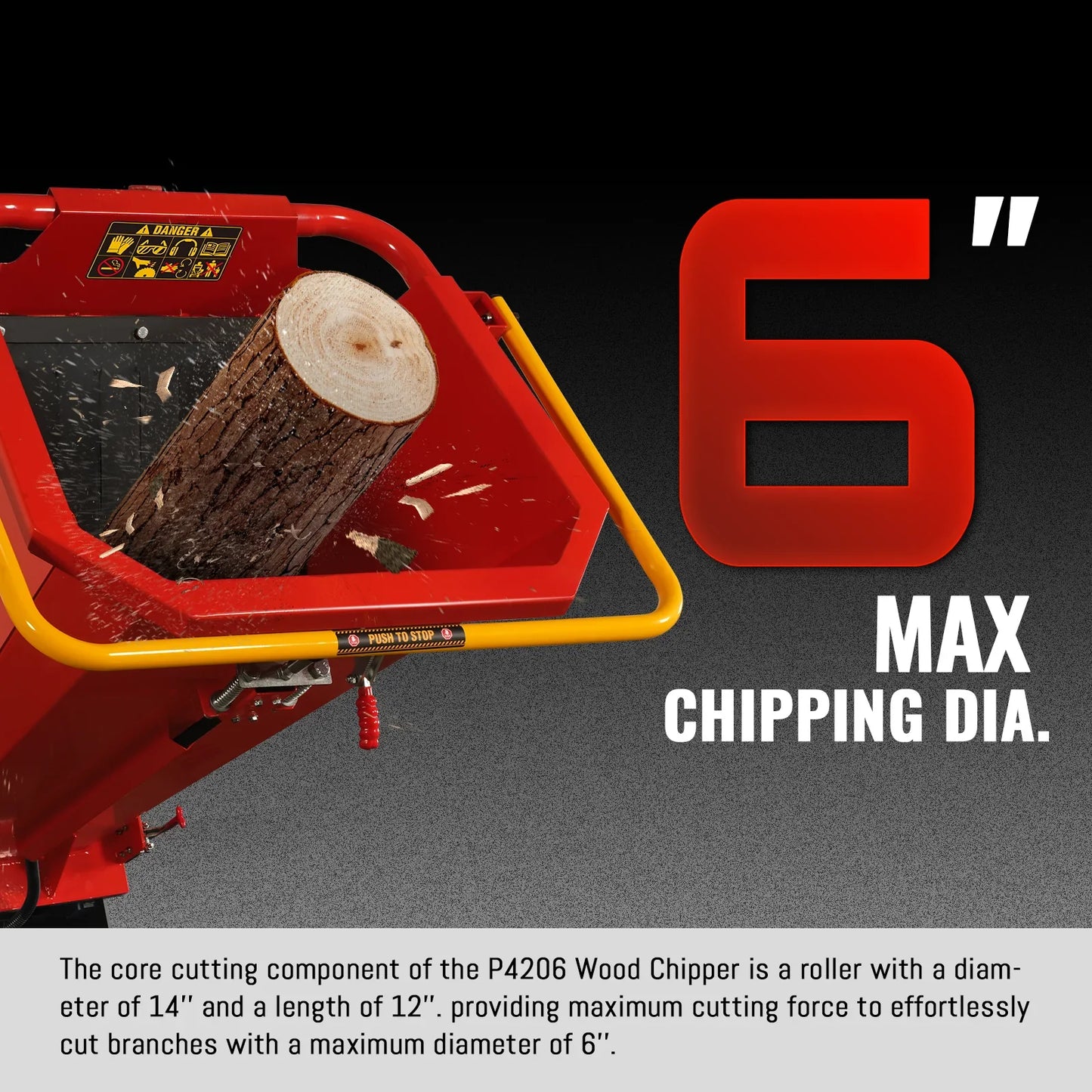 MechMaxx P4206 Wood Chipper 6" Electric Start B&S Vanguard 408cc 14HP Gasoline Engine Powered Drum New