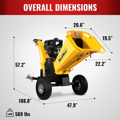 MechMaxx P4206 Wood Chipper 6" Electric Start B&S Vanguard 408cc 14HP Gasoline Engine Powered Drum New